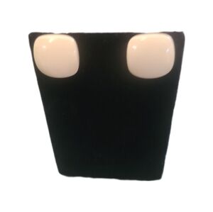 Vintage Retro Cream Square Round Edge Post Earrings